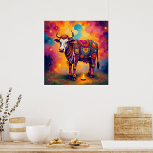 Heilige Koeien in Diwali Vermomming Poster