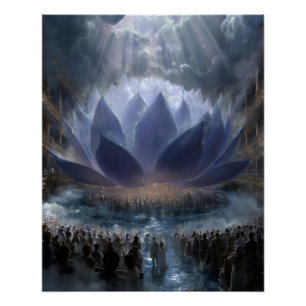Heilige Kosmische Lotus in Hemels Licht Perfect Poster