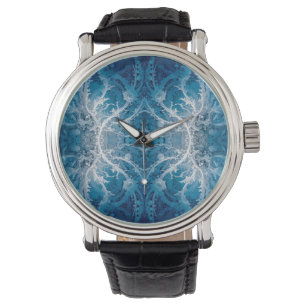 Heilige Kosmische Stroom - Blauw Zilver Symmetrie Horloge