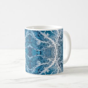 Heilige Kosmische Stroom - Blauw Zilver Symmetrie Koffiemok