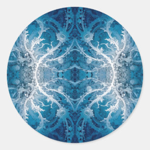 Heilige Kosmische Stroom - Blauw Zilver Symmetrie Ronde Sticker