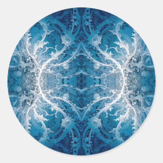 Heilige Kosmische Stroom - Blauw Zilver Symmetrie Ronde Sticker