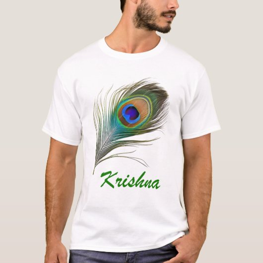 Heilige Krishna Peacock Feather T-Shirt Design! (Voorkant)