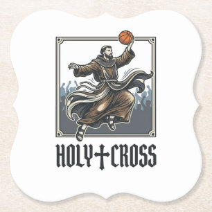 Heilige Kruis Vintage Basketbal Religieus T-shirt Kartonnen Onderzetters
