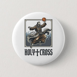 Heilige Kruis Vintage Basketbal Religieus T-shirt Ronde Button 5,7 Cm
