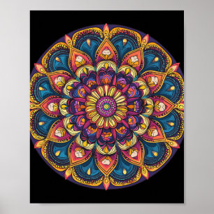Heilige Lotus Mandala Boho Yoga Meditatie Poster