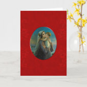 Heilige Maagd Maria Baby Jezus op rood fluweel Kaart (Gele Bloem)