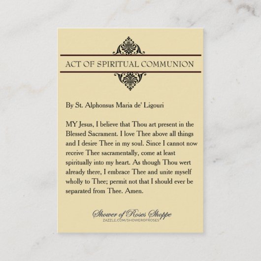 Heilige Maagd Maria Jezus Spirituele Communie Heil Plaatskaartje (Achterkant)