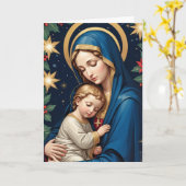 Heilige Maagd Maria Traditionele Katholieke Kerst Kaart (Gele Bloem)