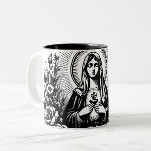 Heilige Maria katholieke christelijke katholieke m Tweekleurige Koffiemok