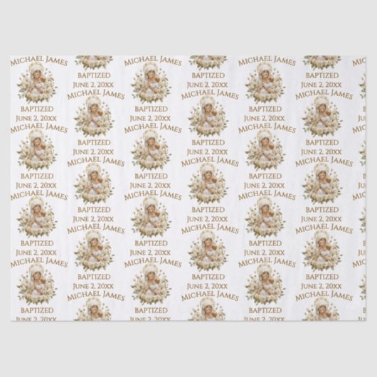 Heilige Maria met Kind Jezus Doop Tissuepapier (Voorkant)