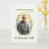 Heilige Maximiliaan Kolbe Gods Vrede en Zegeningen Kaart (Gele Bloem)