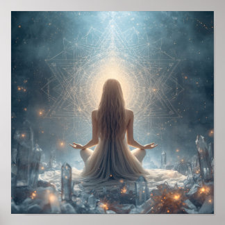 Heilige Meditatie Kristal Sanctuarium Poster