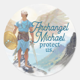 Heilige Michael Aartsengel Bescherming Bescherm on Ronde Sticker