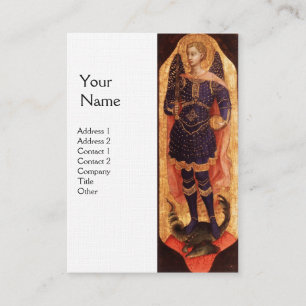 HEILIGE MICHAEL ARCHANGEL MET DRAAK MONOGRAM linne Visitekaartje
