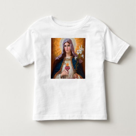 Heilige Moeder Mary Immaculate hart, St Mary, kath Kinder Shirts (Voorkant)