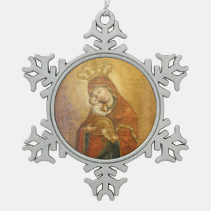 Heilige Moeder van Pochayiv Oekraïnse pictogramve Tin Sneeuwvlok Ornament