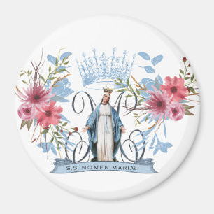Heilige naam Mary Religious Virgin Moeder Floral Magneet