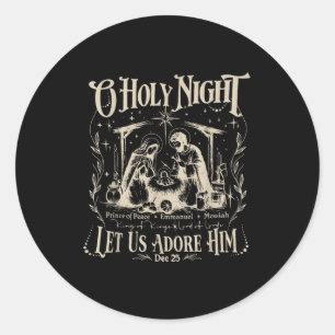 Heilige Nacht Laten Wij Hem Aanbidden Kerstmis Chr Ronde Sticker
