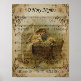 Heilige Nacht, Vintage Kerstmis Poster