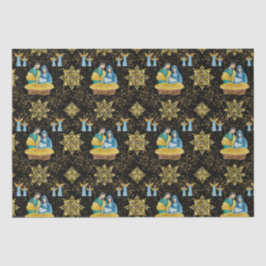 Heilige Nativiteit Golden Snowflakes Patroon Tissuepapier