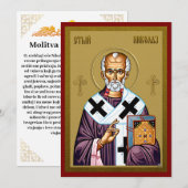 Heilige Nicolaas orthodoxe icoon, Servisch gebed 3 Menu (Voorkant / Achterkant)