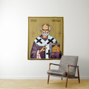Heilige Nicolaas orthodoxe icoon, Sveti Nikola Ser Wandkleed