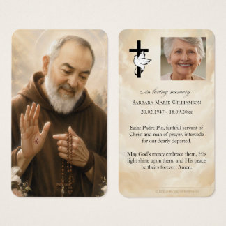 Heilige Padre Pio rouwgebeden kaart