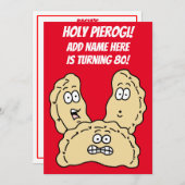 Heilige Pierogi Turning 80 Poolse uitnodiging (Voorkant / Achterkant)