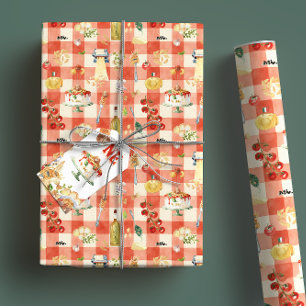 Heilige Ravioli Pasta Feest   Italiaans Gingham Cadeaupapier