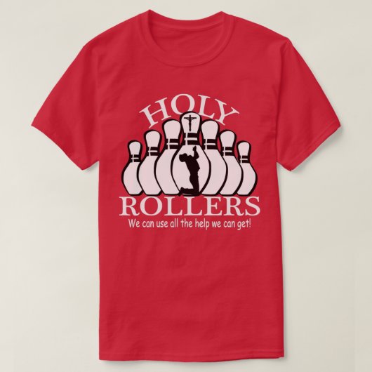 Heilige Rollers die met Bowling Team overeenkomen T-shirt (Design voorkant)