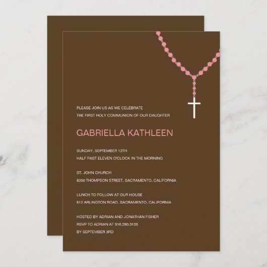 Heilige Rosary Baptism/Eerste communiqué Kaart (Voorkant / Achterkant)