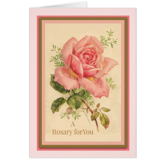 Heilige Rosary met roze rozen Prayer (Voorkant)