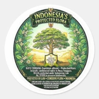 Heilige Sandelhoutboom Kunst - Zeldzame Indonesisc Ronde Sticker