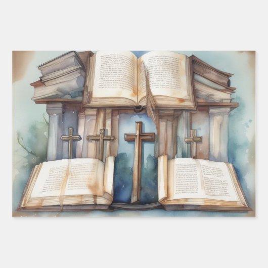 Heilige Schrift & Kruis Inpakpapier Vel (Voorkant)