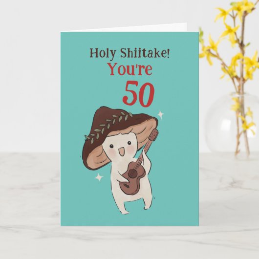 Heilige Shiitake Funny 40th 50th 60th Birthday Pun Kaart (Gele Bloem)