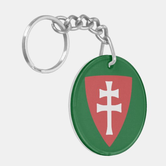 Heilige Stefanus Hongaars Kruis Symbool Hongarije  Sleutelhanger (Voorkant Links)