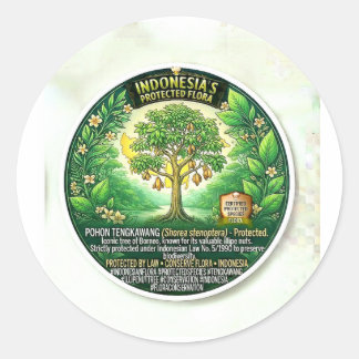 Heilige Tengkawang-boomkunst - Zeldzame Borneo Ill Ronde Sticker