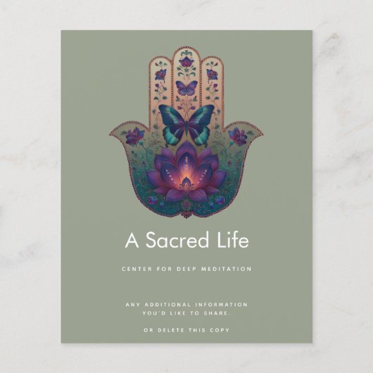 Heilige Transformatie | Hamsa Hand Design Flyer (Achterkant)