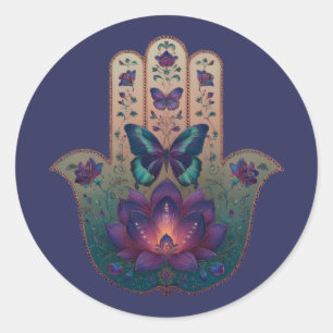 Heilige Transformatie Hamsa Hand Design Ronde Sticker