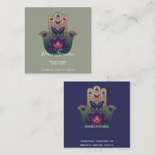 Heilige Transformatie Hamsa Hand Design Vierkante Visitekaartje