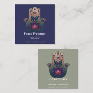 Heilige Transformatie Hamsa Hand Design Vierkante Visitekaartje