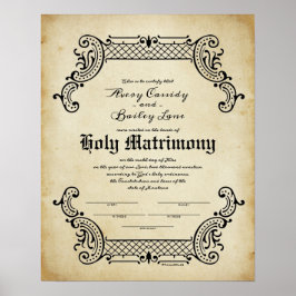 Heilige Unie Trellis Wedding Certificate Poster