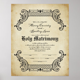 Heilige Unie Trellis Wedding Certificate Poster