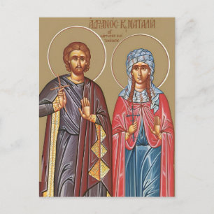 Heiligen Adrianus en Natalia van Nicomedia-icoon Briefkaart