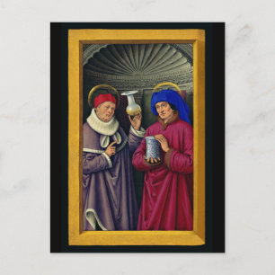 Heiligen Cosmas en Damian door Jean Bourdichon Briefkaart
