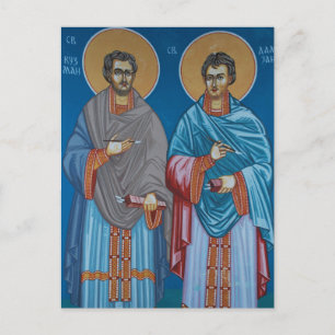 Heiligen Cosmas en Damian van Cilicië Orthodoxe Ic Briefkaart