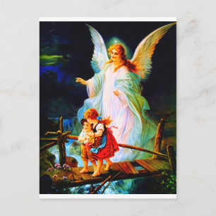 Heiliger Schutzengel Guardian Angel en Kinderen Briefkaart