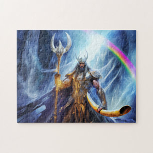 Heimdall en hoorn Gjallarhorn bij de bifrostbrug Legpuzzel