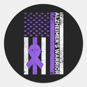 Heimer Warrior USA Flag Heimers Awareness Paarse Ronde Sticker